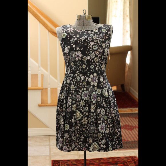 ZARA Black Dress with Printed Diamonds Pattern - Picture 1 of 7